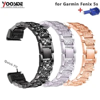 yooside fenix 6s quick fit women wristband 20mm crystal bling alloy metal watch band strap for garmin fenix 5s5s plus