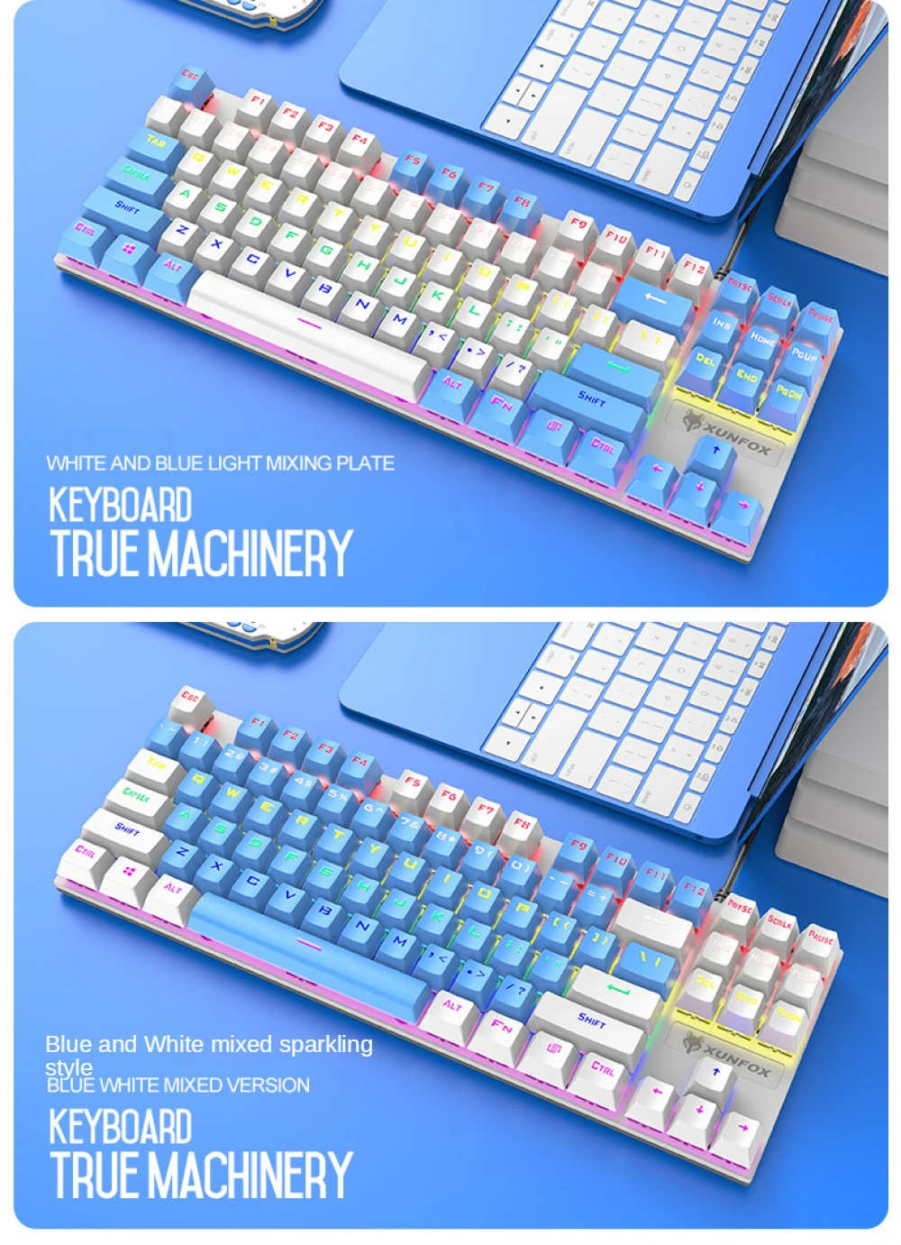 Клавиатура игровая Механическая Проводная 87 клавиш подсветка RGB USB | Компьютеры и