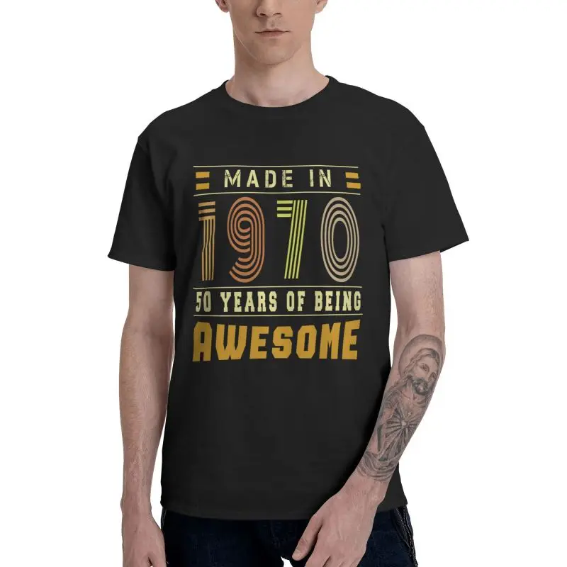 

Vintage Made In 1970 T-shirt Men's Streetwear T Shirt Short Sleeve Cotton Birthday Anniversary Tshirt Cool Tees Tops