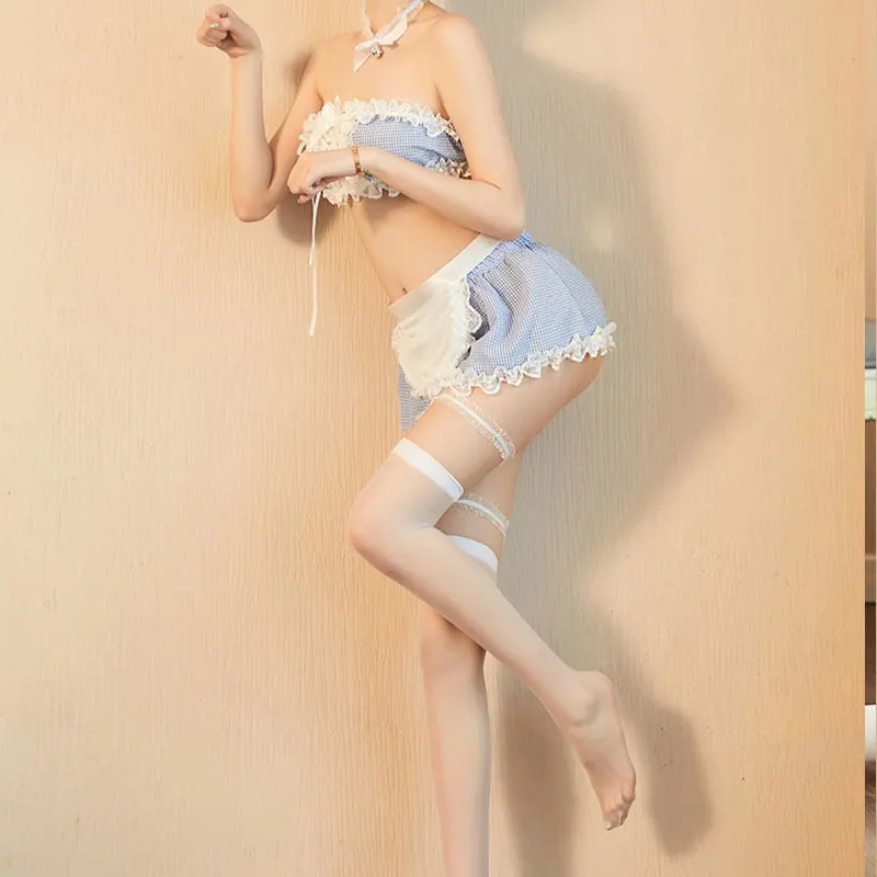 

2020 Uniform Cosplay Sexy Maid Erotic Lingerie Langge Maid Uniform Temptation Set Maid Outfit With Headwear Stockings