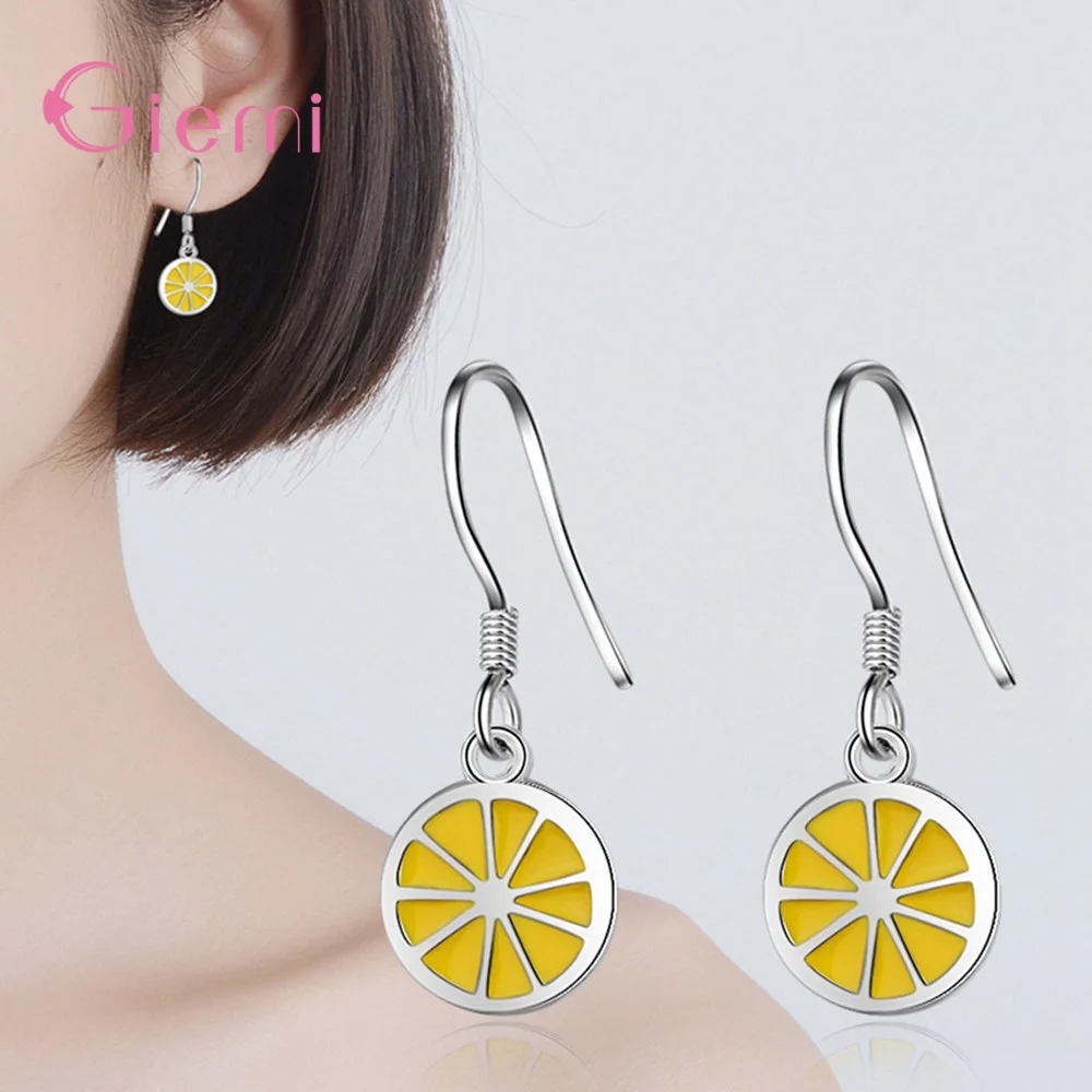 

Оригинальные серьги-Крючки из серебра, новый дизайн, подвеска в виде желтого лимонного чипа, корейские серьги для жены/девушки