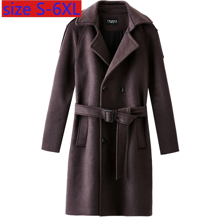

New Double Faced Wool Coat Men Casual Large Thick Autumn Winter Handsome Double Breasted Fashion High Quality Plus Size S-6XL