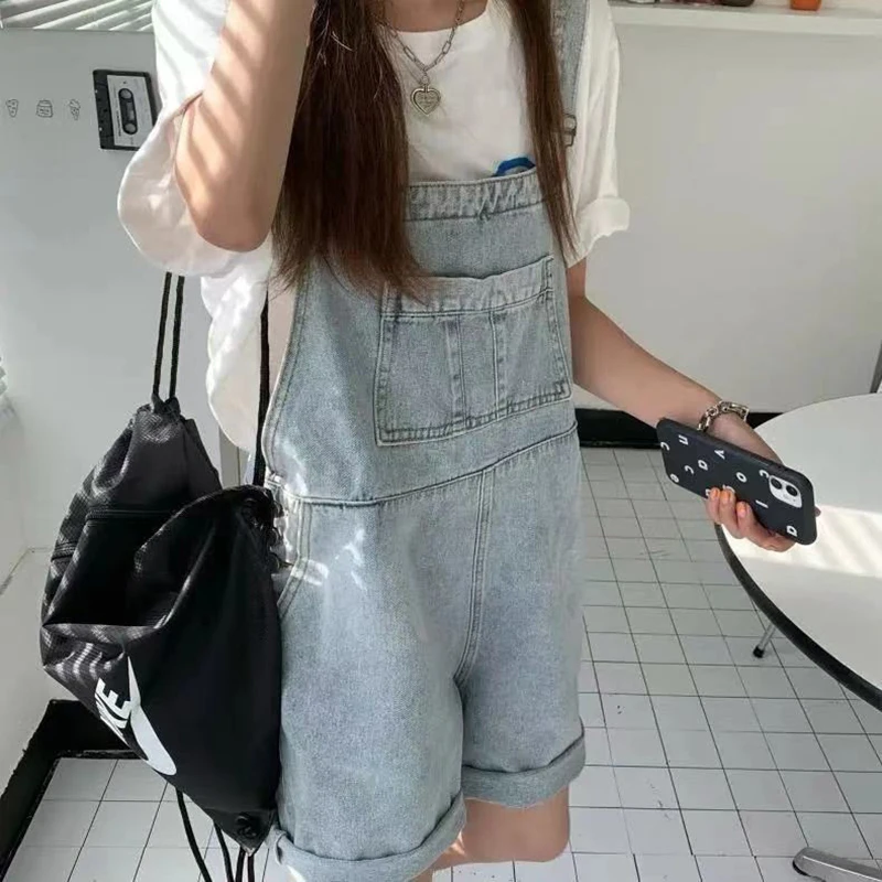 

women Jumpsuits pants Overalls Harajuku 2021 Summer Loose Thin Pants Thin Retro Straight Women's Overalls Demin Jumpsuits