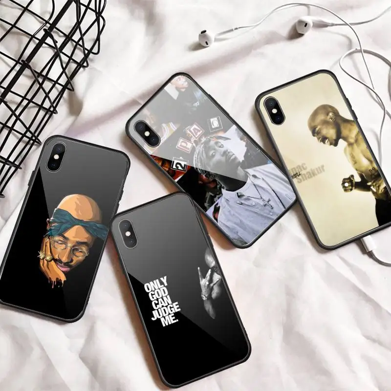 

Rapper 2pac singer Tupac Phone Case Tempered glass For iphone 5C 6 6S 7 8 plus X XS XR 11 PRO MAX