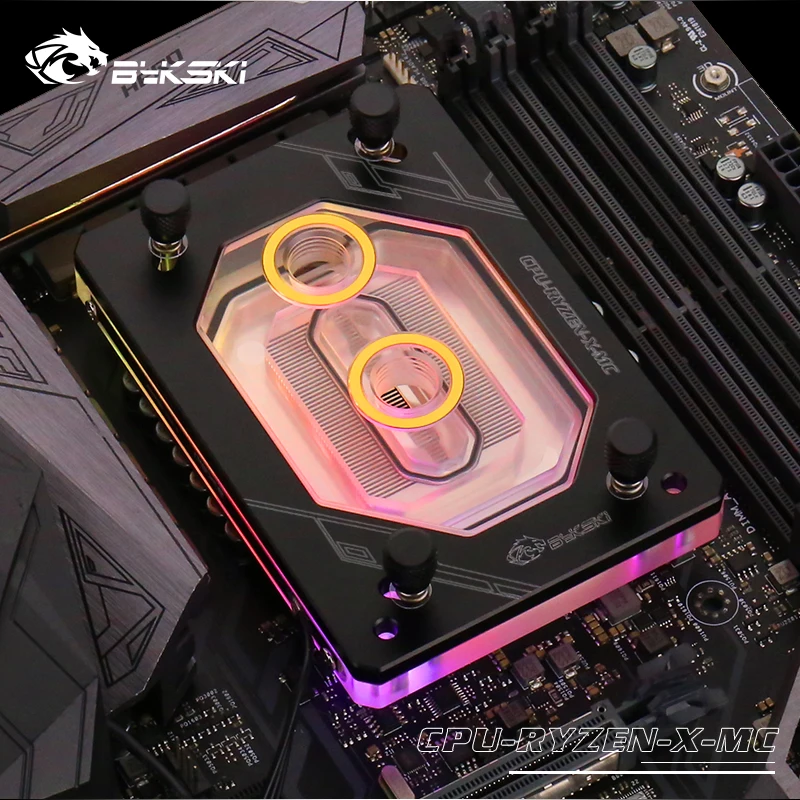 AMD MC Black Bykski водяного охлаждения радиатора процессор блок использовать для AMD Ryzen ThreadRipper AM2/AM3/AM4/TR4/1950X RGB светильник аура светильник радиаторный блок - Цвет лезвия: AMD MC Black