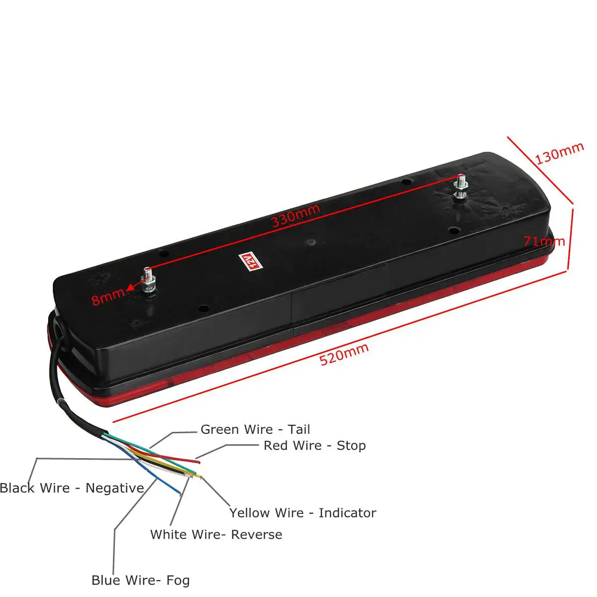 

2pcs 12V LED Car Truck Rear Tail Lights Signal Lamps 5 Functions Trailer Lorry Bus Caravans