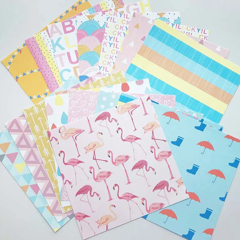 Flamingo Patterned Scrapbook Paper 32 Sheets Arts and Crafts Handmade Card Making Origami Decorative New Design Craft Pack | Дом и сад