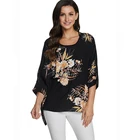 Женская шифоновая блузка BHflutter, винтажная черная блузка с рукавом летучая мышь, Повседневная летняя рубашка размера плюс, 2019