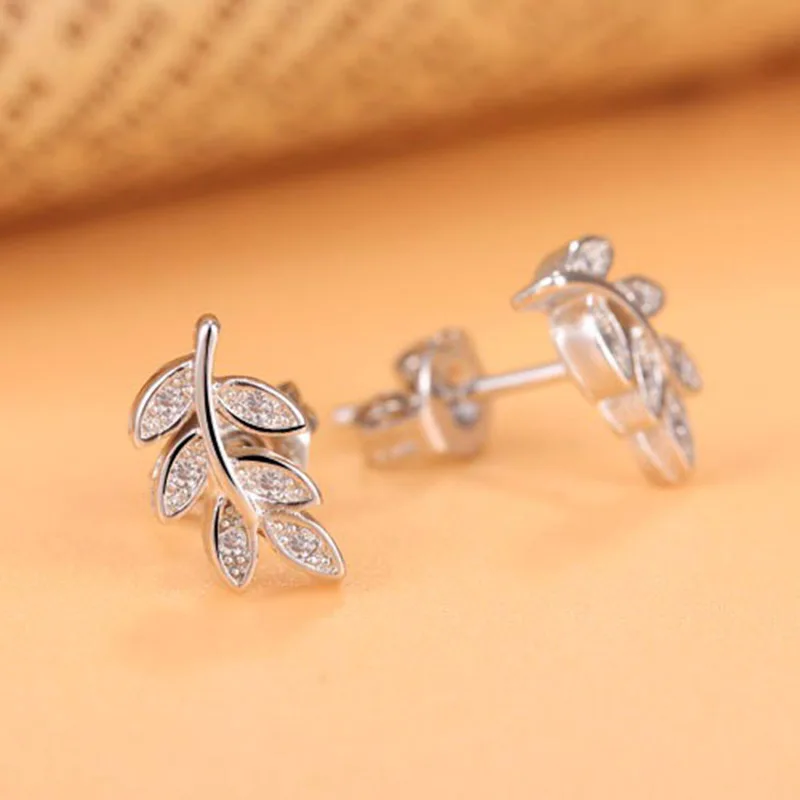 Новые простые модные серьги-гвоздики из стерлингового серебра 925 пробы с листом