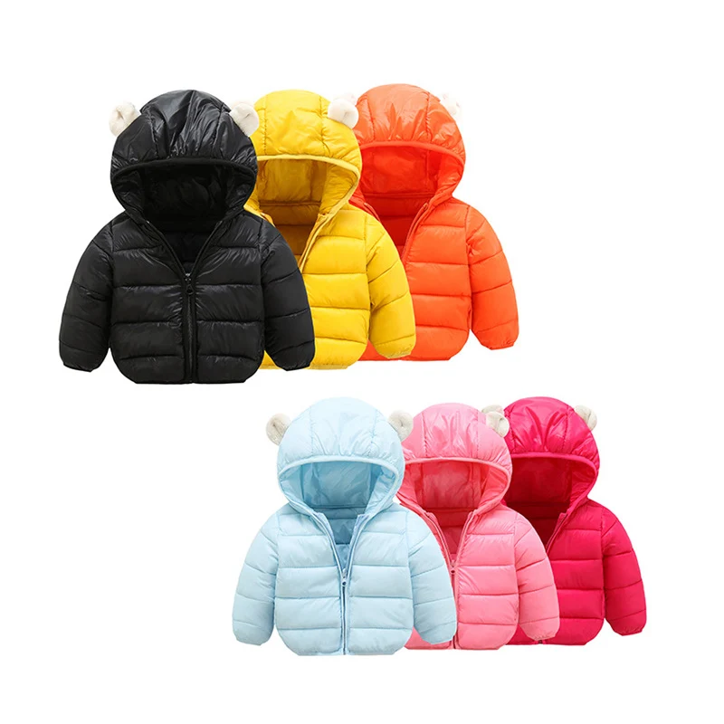 Осенне зимнее пуховое пальто для маленьких мальчиков и девочек однотонная
