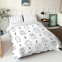 white bedding set lovely bear pattern soft material double bed coverlet with pillowcases comforer bedroom duvet cover