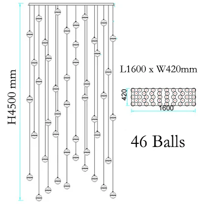 46 Lights Современная хрустальная люстра, освещение для отеля, Большая лестница, подвесные светильники, светодиодный хрустальный светильник для гостиной, столовой, украшения - Цвет абажура: 46 Lights