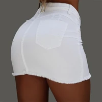 2021 new women stretch high waist solid skirt summer button denim solid short mini jeans denim pencil skirts