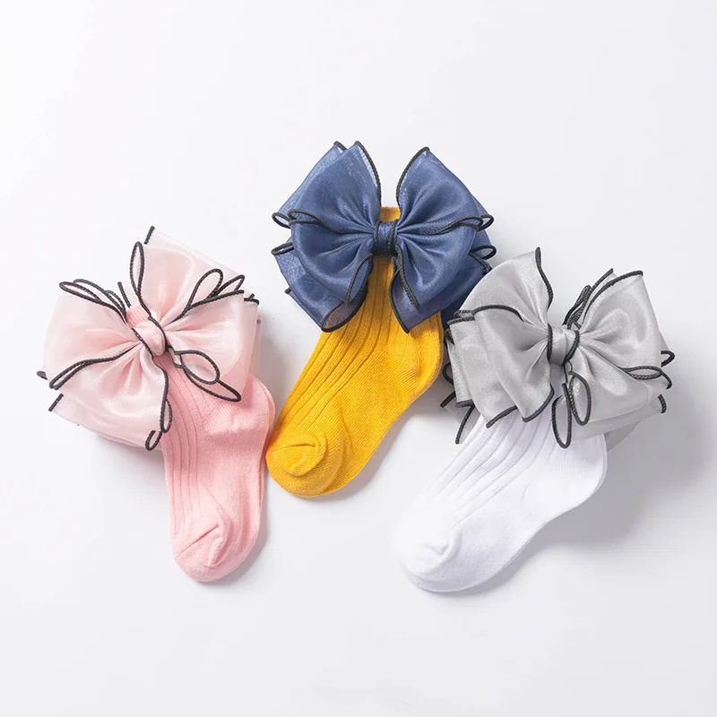 

Baby Girls Socks 2021 New Cotton 1-8 years Children Tube Socks Big Nowknot Girls Princess Socks Butterfly Children Socks