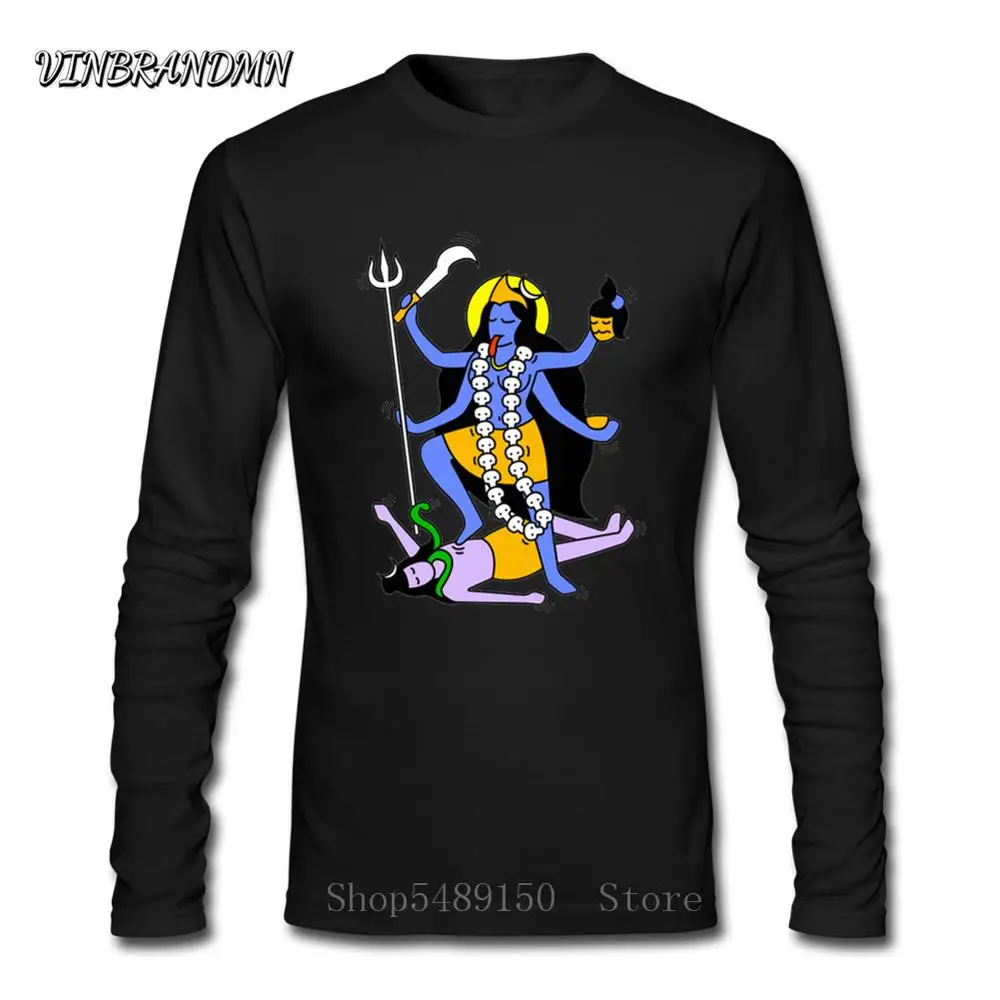 Футболка мужская с длинным рукавом и принтом индийской богини | Мужская одежда