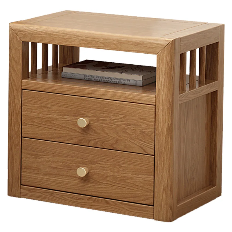 

Louis Fashion New Chinese Style Solid Wood Bedside Cabinet White Oak Side Cabinet Double Smoke Light Luxury Bedside Cabinet Bedr