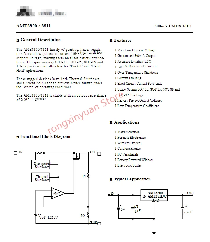 10-100 шт./лот AME8800 AME8800AEFTZ AME8800AEFT 3 V A8800 SOT-89 300mA CMOS LDO оригинальный новый 100% качество |