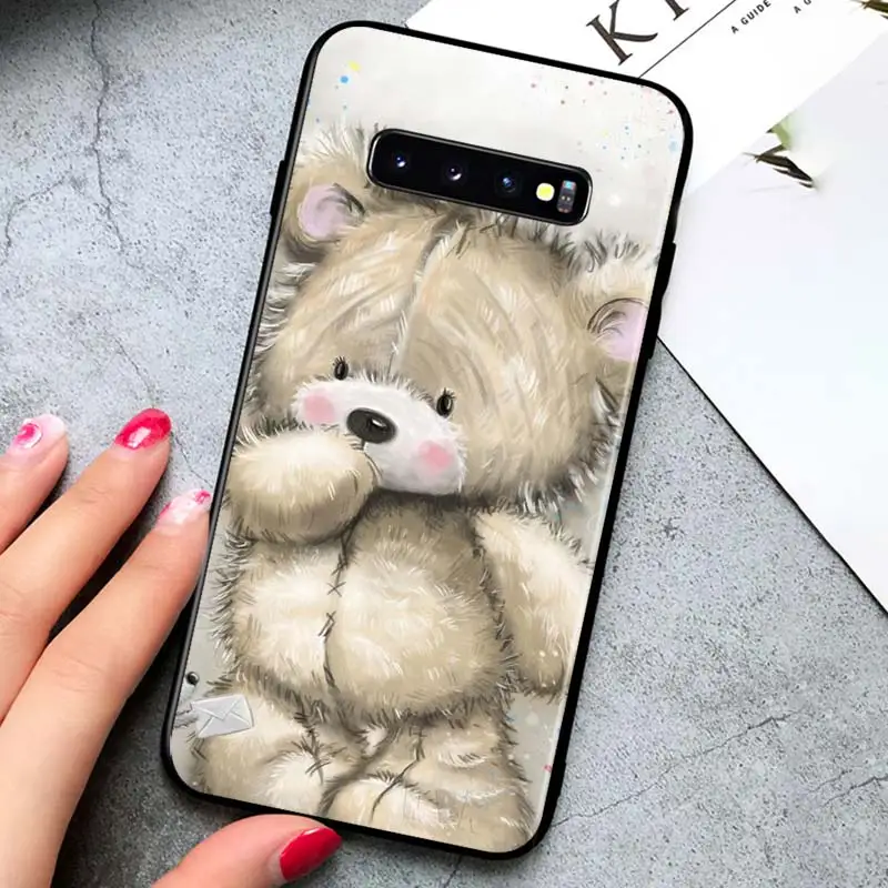 

Cute cartoon bear for Samsung Galaxy S21 Ultra Plus Note 20 10 9 8 S10 S9 S8 S7 S6 Edge Plus Black Phone Case