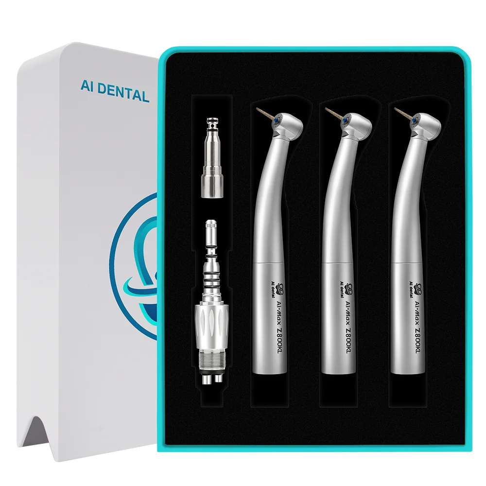 

AI-S3-Z8KCL4 Air Turbine Dental Handpiece Kit 3pcs Mini Head High Speed Hand Piece With 1pcs LED Quick Coupler Dentistry Tool