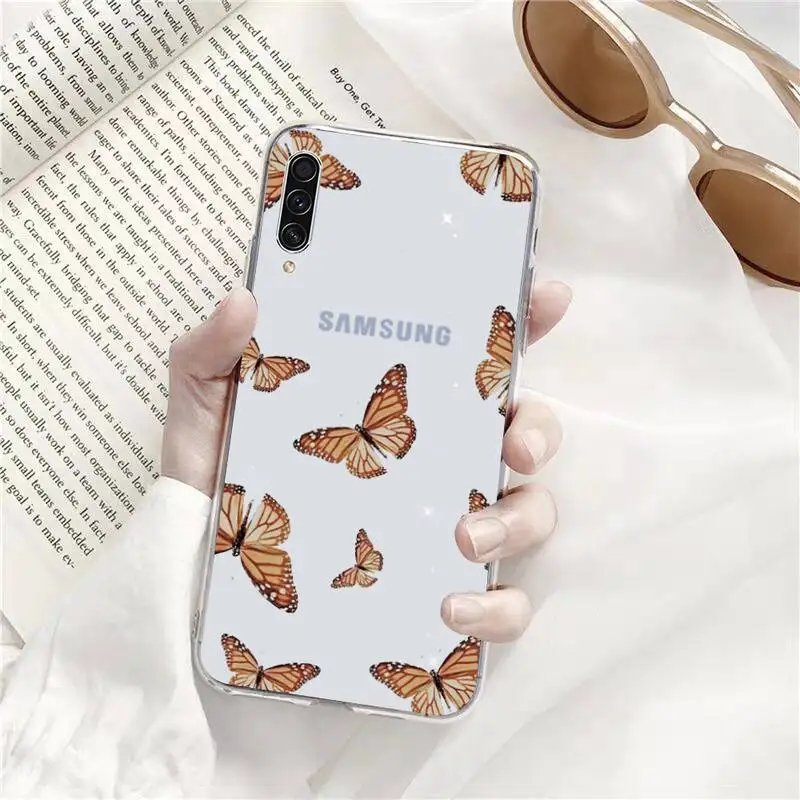 

Cute Butterfly pink Phone Case Transparent for Samsung s9 s10 s20 Huawei honor P20 P30 P40 xiaomi note mi 8 9 pro lite plus