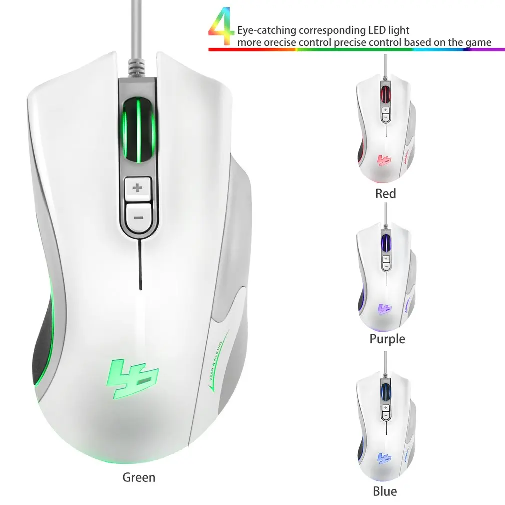 250 4000 DPI 5V 100mA 4 кнопки LED USB порт Интерфейс Проводная оптическая игровая мышь черный
