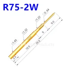 100 шт.лот R75-2W латунный штифт с плоской головкой для тестирования печатной платы, пружинные штифты для тестирования, разъемы диаметром 1,32 мм, длина 24,5 мм, без пружины