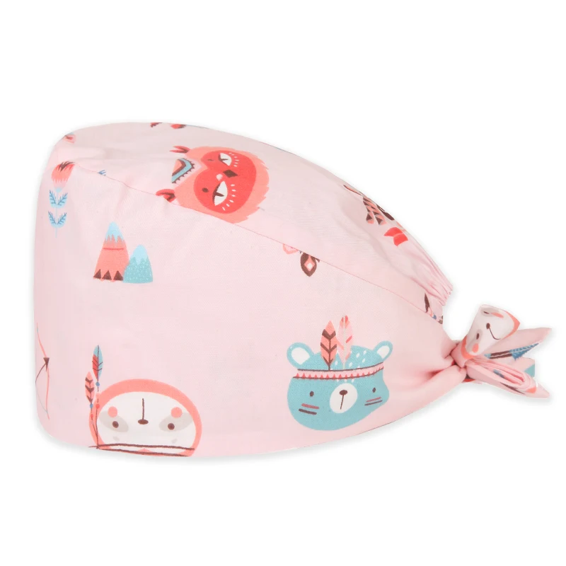 

Scrubs Hat Tribal Style Pink Print Beauty Salon Lab Work Adjustable Unisex Cotton Dental Nurse Pet Working Scrub Caps M362