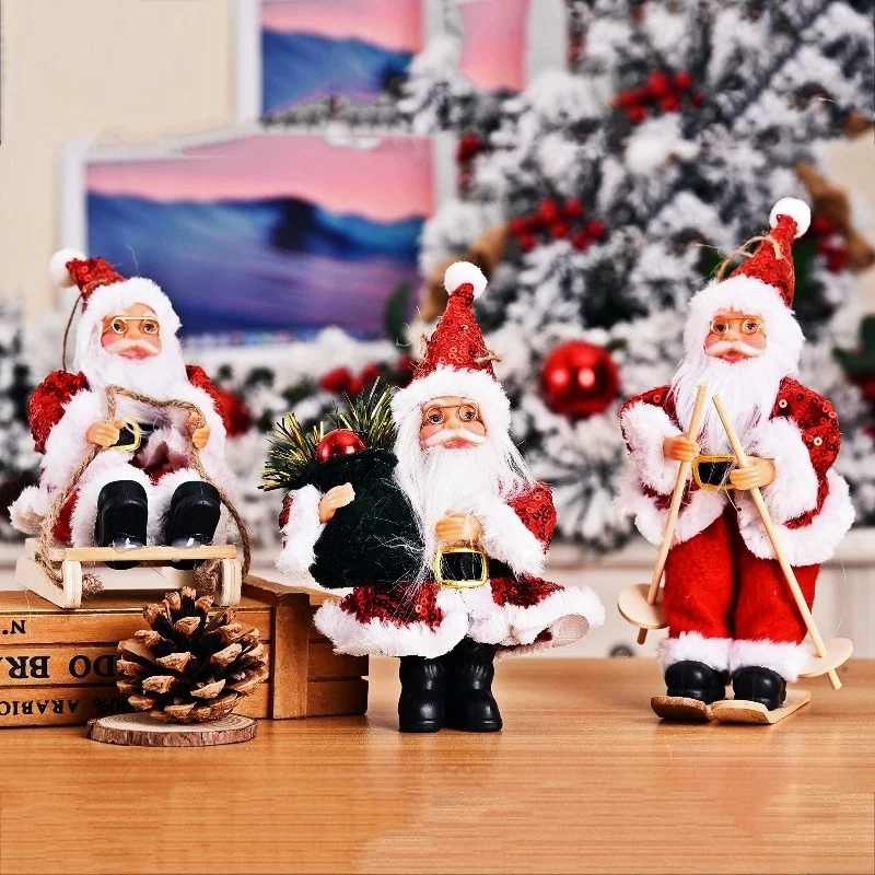 

22cm Cartoon Standing Santa Claus Doll Pendant, New Year's Home Decoration Desktop Furnishings Festive Children's Creative Gifts