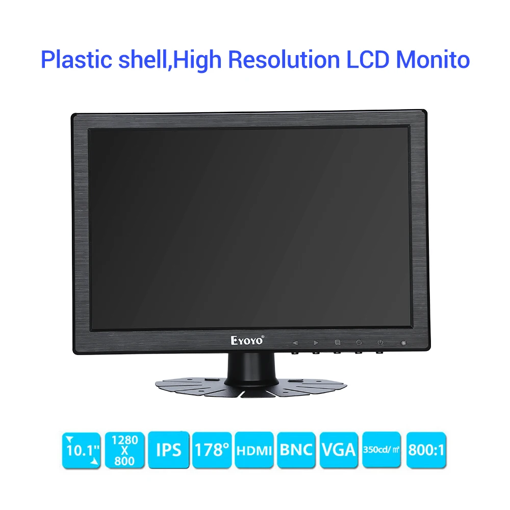 

Eyoyo 10 Inch IPS LCD Monitor 1280x800 Resolution Support HD VGA BNC AV Input for PC TV CCTV Security Screen (10 inch)