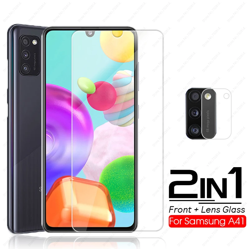 

2in1 9H tempered glass for samsung a41 a 41 protective glass For Samsung Galaxy A41 A 41 screen protector Camera lens glass