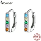 Bamoer красочные циркониевые пряжки для ушей из стерлингового серебра 925 пробы круглые серьги для женщин простая новая модель серебряные ювелирные изделия для ушей подарок