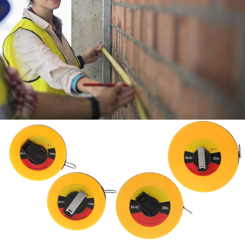 

Fiber Measuring Tape 10/30m Hand-held Disc Flexible Ruler Wind Up Measure