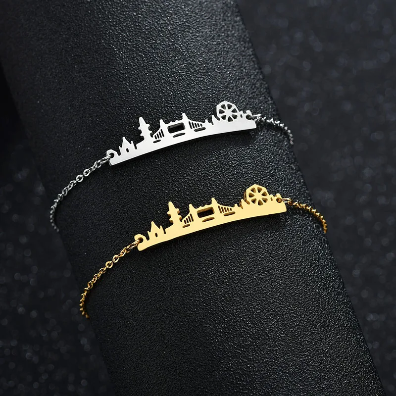 Женский и мужской браслет ELSEMODE кулон из нержавеющей стали в стиле Тауэрский мост