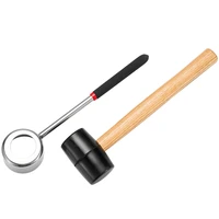 2pcs coconut opener tool set stainless steel opener with wooden mallet easy convenient coconut meat tool fruit divider n h3