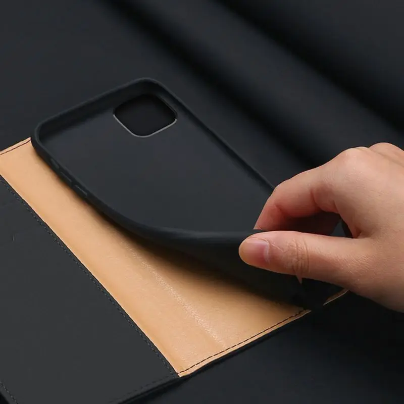 Полностью Защитные чехлы для iPhone11ProMAX, Магнитный чехол с откидной крышкой и отделениями для карт, однотонные чехлы из натуральной кожи пу и ТПУ