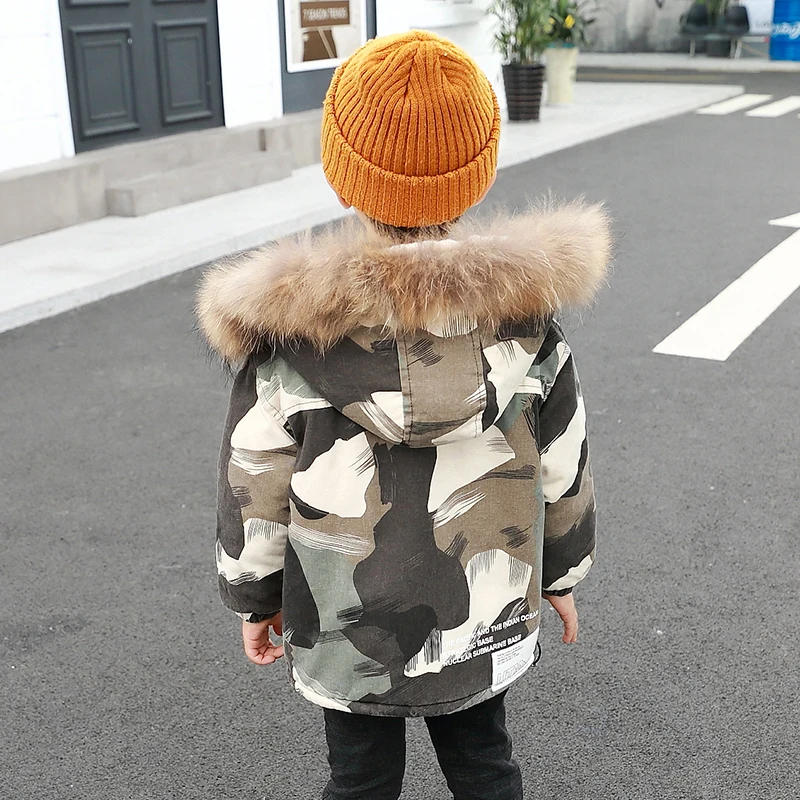

Baby Toddler Little Boys Girls Winter Camouflage Coats Fur Hooded Jacket 2021 Kids Warm Fleece Outerwear Children's Parkas