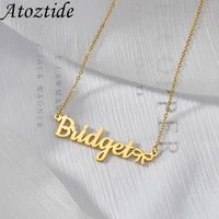 atoztide butterfly with personalized name bowknot necklaces nameplate jewelry stainless steel custom letter for women chrismas