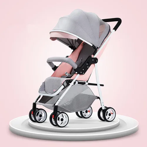 Pink 2 6,2 кг легкая детская коляска 3 в 1 Высокий пейзаж коляска Складная портативная Горячая мама розовая коляска детская тележка - Цвет: Pink 2
