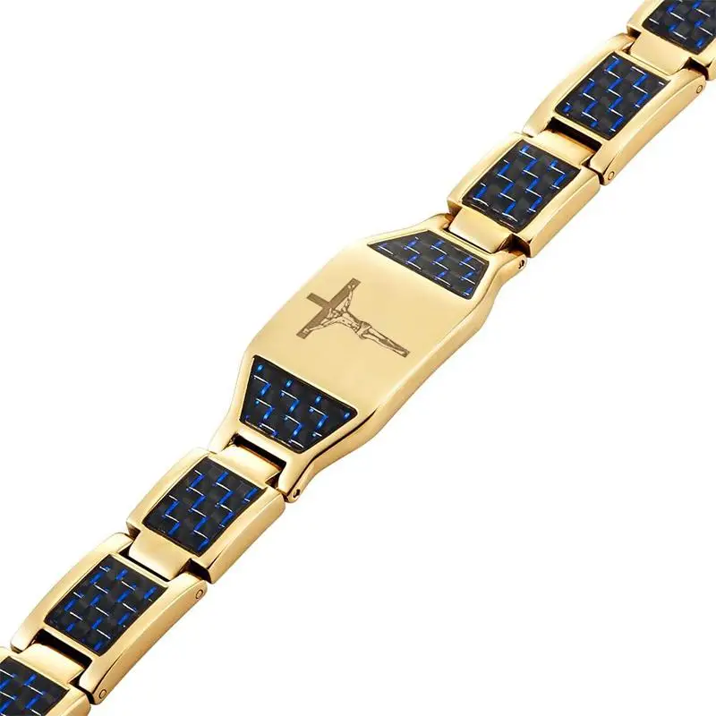 Браслет мужской из углеродного волокна и нержавеющей стали для магнитной