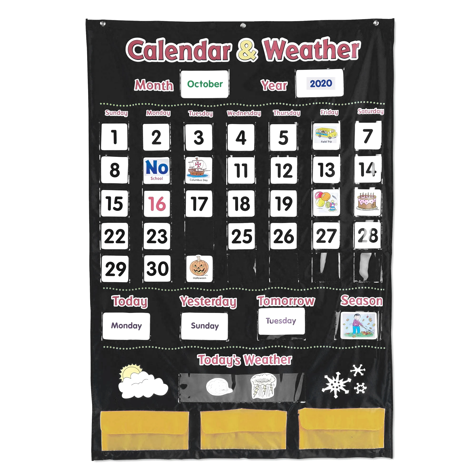 Godery 2020-2028 Preschool Calendar and Weather Pocket Chart Set for Kindergarten Classroom Kids