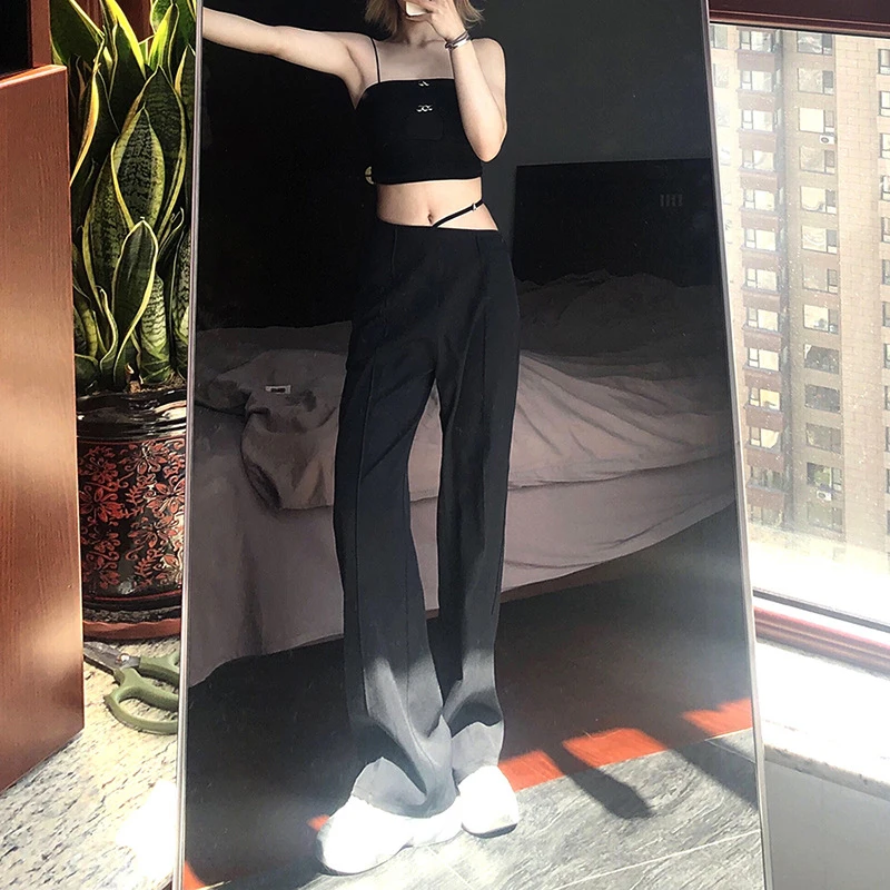 

Женские брюки с высокой талией, повседневные свободные прямые однотонные брюки для весны и лета MAEA99