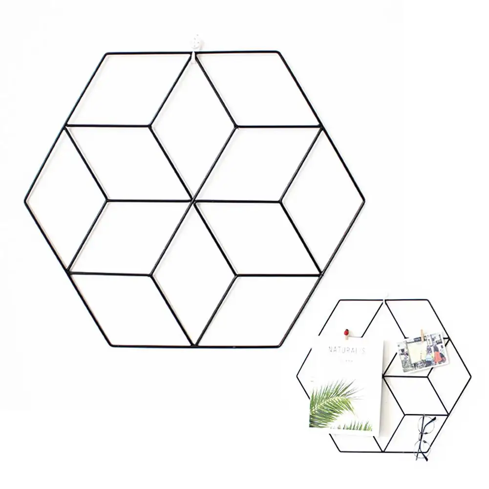 Скандинавские Ins шестиугольная сетка из кованого железа красная фото настенная