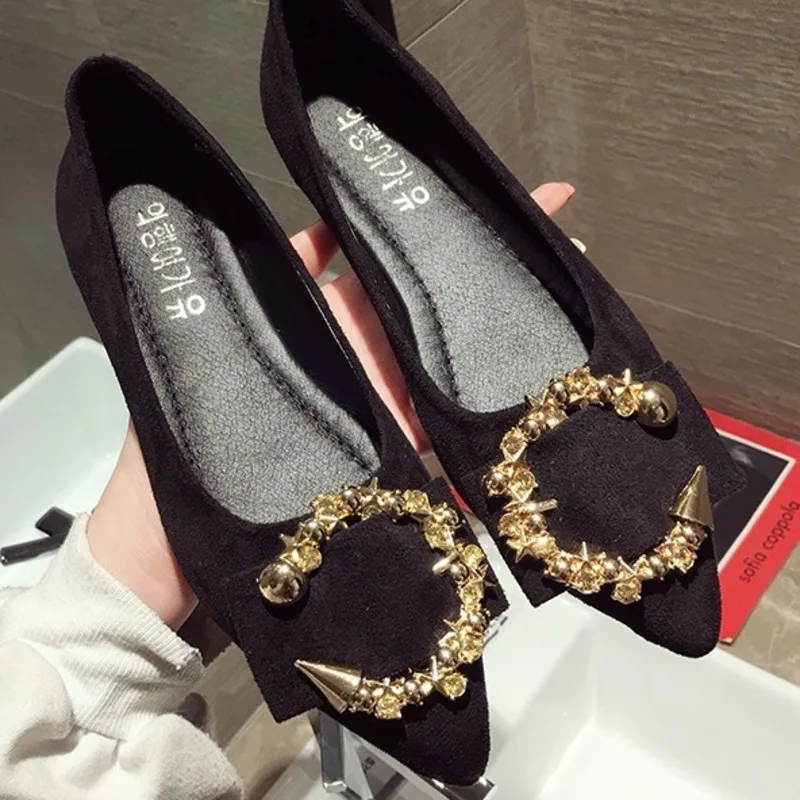 

2021 Fashion Women Ballet Flats Shoes Slip On Pointed Toe Ladies Casual Shoes Shoes For Woman Office Ladies Black Flat Shoes