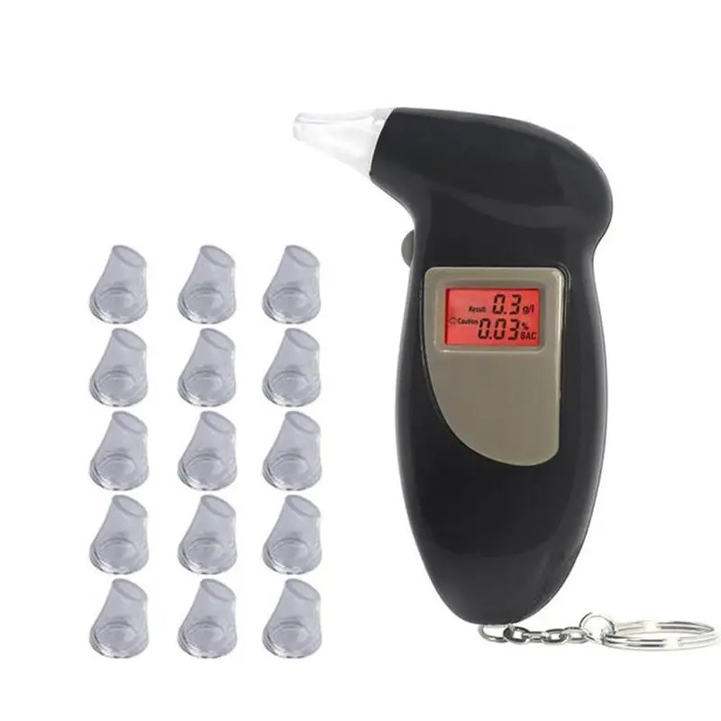 Ручной цифровой алкотестер с подсветкой и 16 мундштуками, цифровой алкотестер для дыхания, анализатор дыхания, детектор