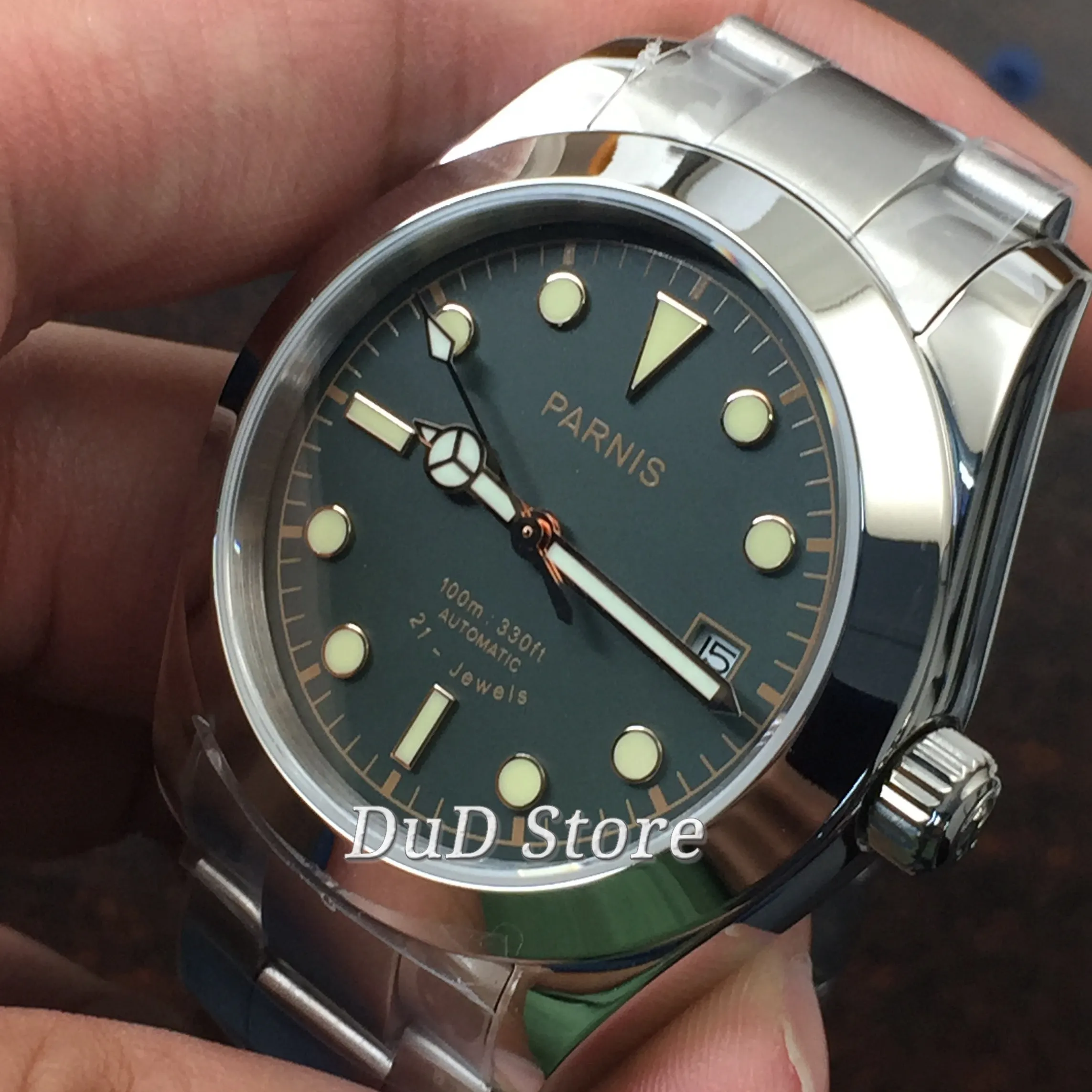 Мужские наручные часы Parnis чехол из нержавеющей стали 40 мм с сапфировым и черным