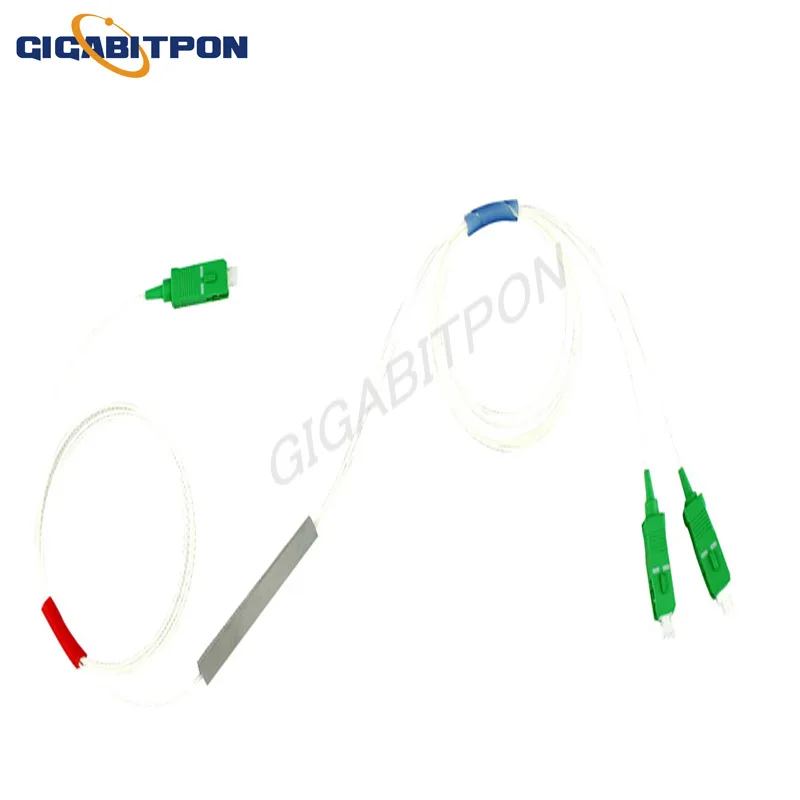 1*2 0.9mm 1M steel tube mini PLC barrier-free splitter with SC/APC connector 1.5m long steel tube splitter with connection coupl