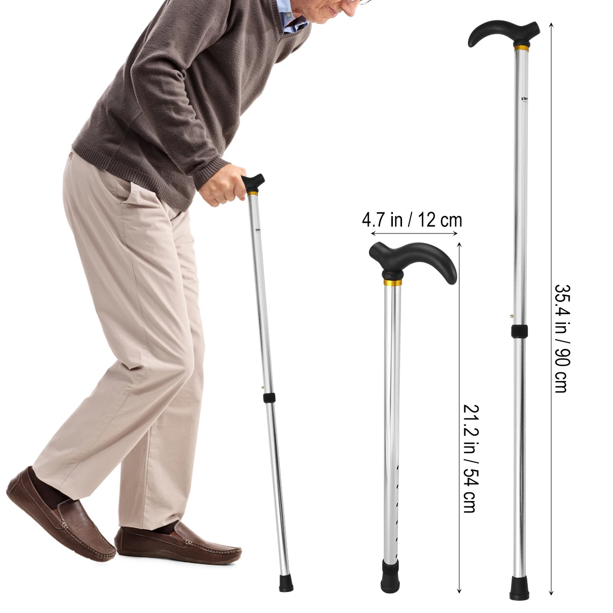 Buy Collapsible Sticks Cane 2 Section Anti-Skid Aluminum Alloy Walking Stick Tool Trusty For Mothers The Elder Fathers on