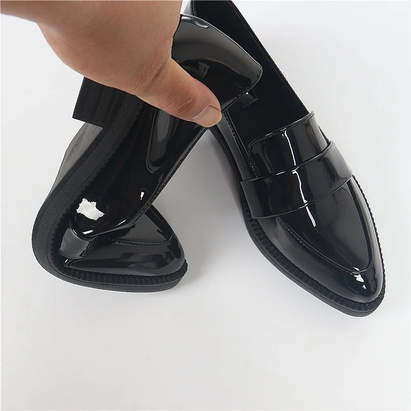 Lovers Patent Star Leather Career Shoes Women Retro Sewing Slip on Zapatos De Mujer Trendy Carving Flats Pointed Toe Pu Leather