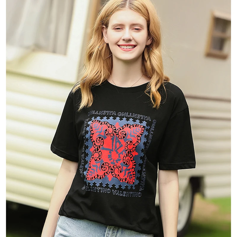 plus size print funny t shirt women tshirt cotton Bow summer tops mujer verano 2019 long t-shirt clothes tee femme | Женская одежда