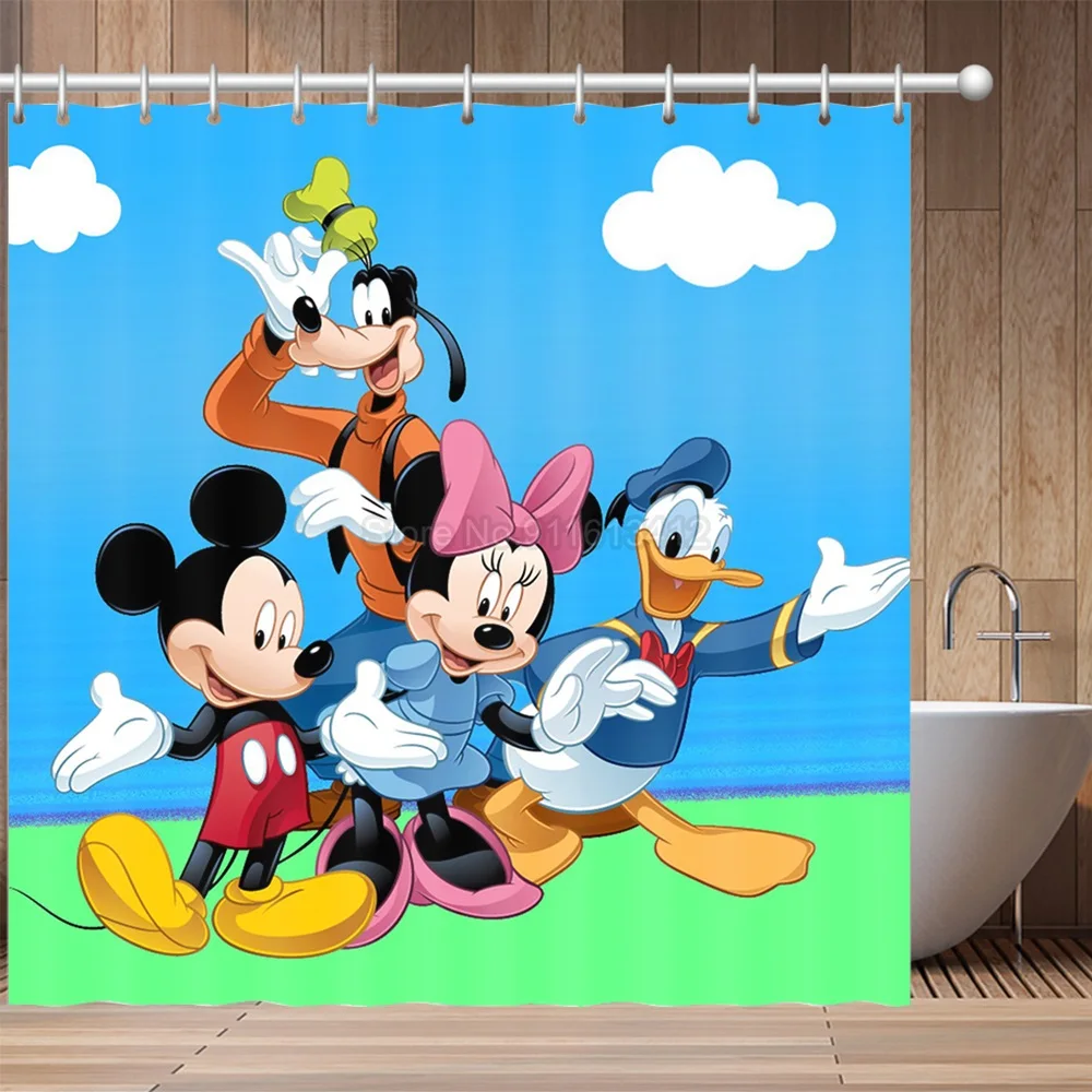 

New 3D Pink Minnie Mouse Shower Curtain Waterproof Cute Cartoon Pattern Shower Curtain with Hooks for Bathroom Decor Gifts